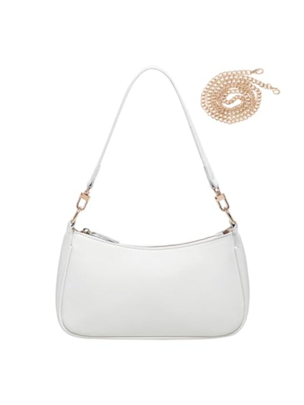 PU Leather Small Clutch Shoulder Bag with Gold Chain Strap Y2K 90s Purse